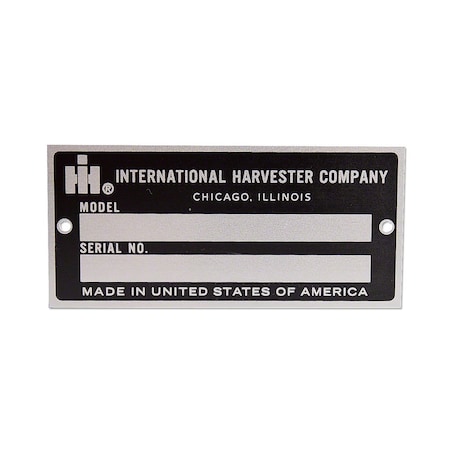 Aftermarket IHS1589 Blank Serial Number Tag With Rivets  Fits International IHS1589-STR